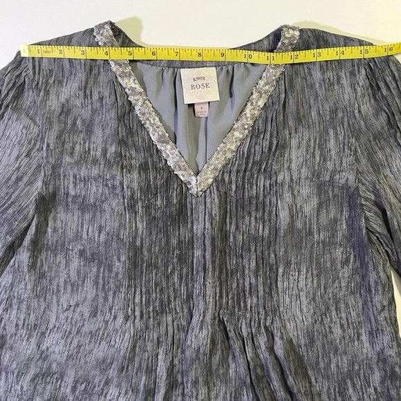 Knox Rose - Women's Size S - Grey Top Long Sleeve - Pleated Front - Picture 8 of 12